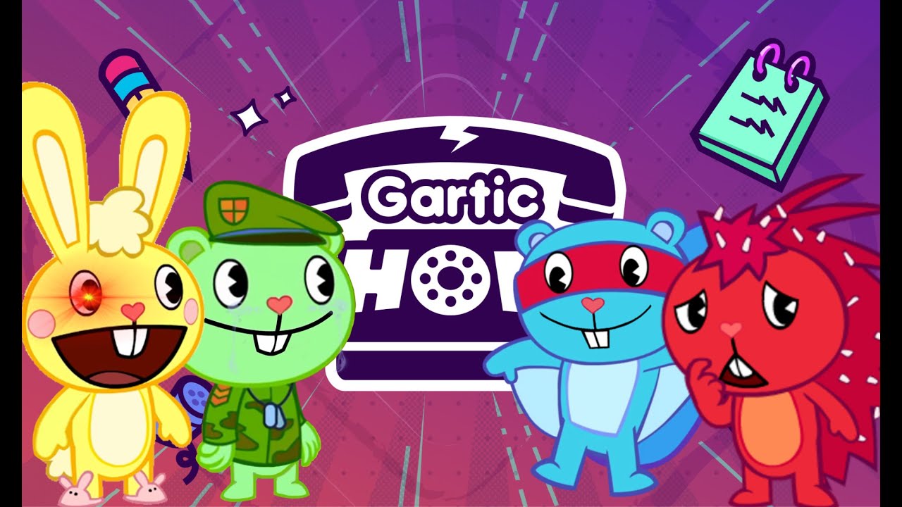 Flippy, Cuddles, Splendid and Flaky play GARTIC PHONE