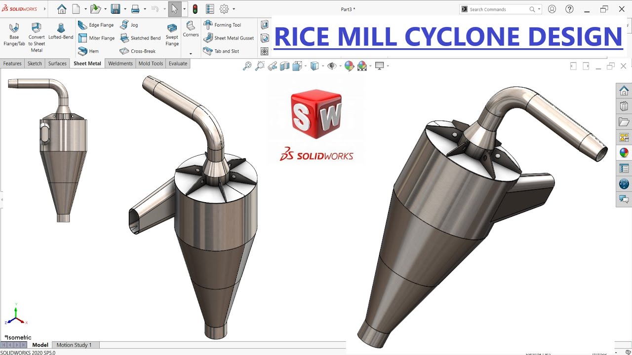 ☑️How to design Industrial Cyclone in SolidWorks | Solidworks sheet metal