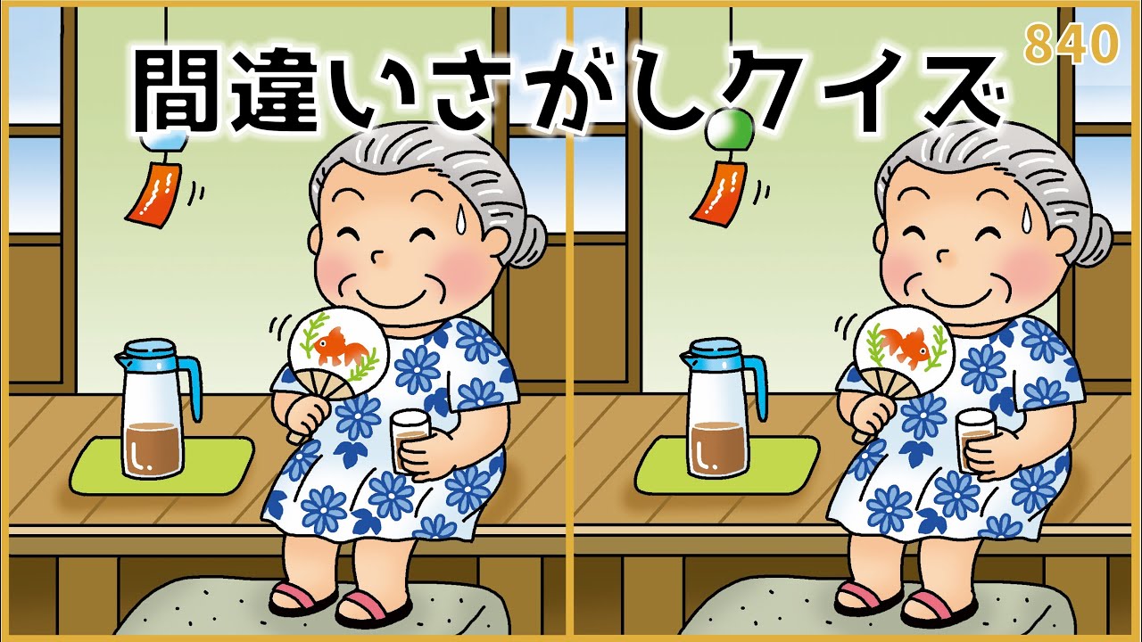 【間違い探しクイズ】夏を感じるイラスト集！高齢者向け脳トレ【全3問】#840