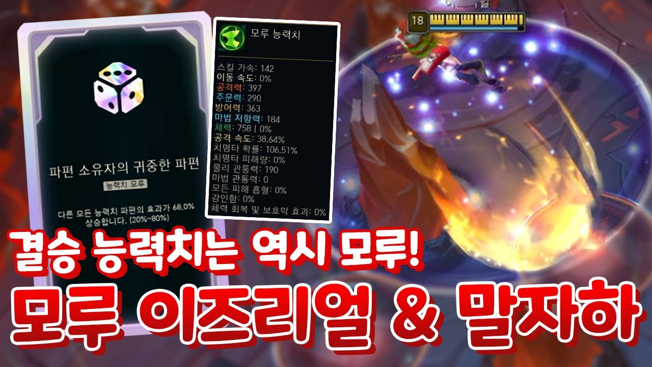 공격력1200 물관220 모루 이즈리얼 & 속행 이속1000 궁셔틀 말자하 [아레나 4.0]