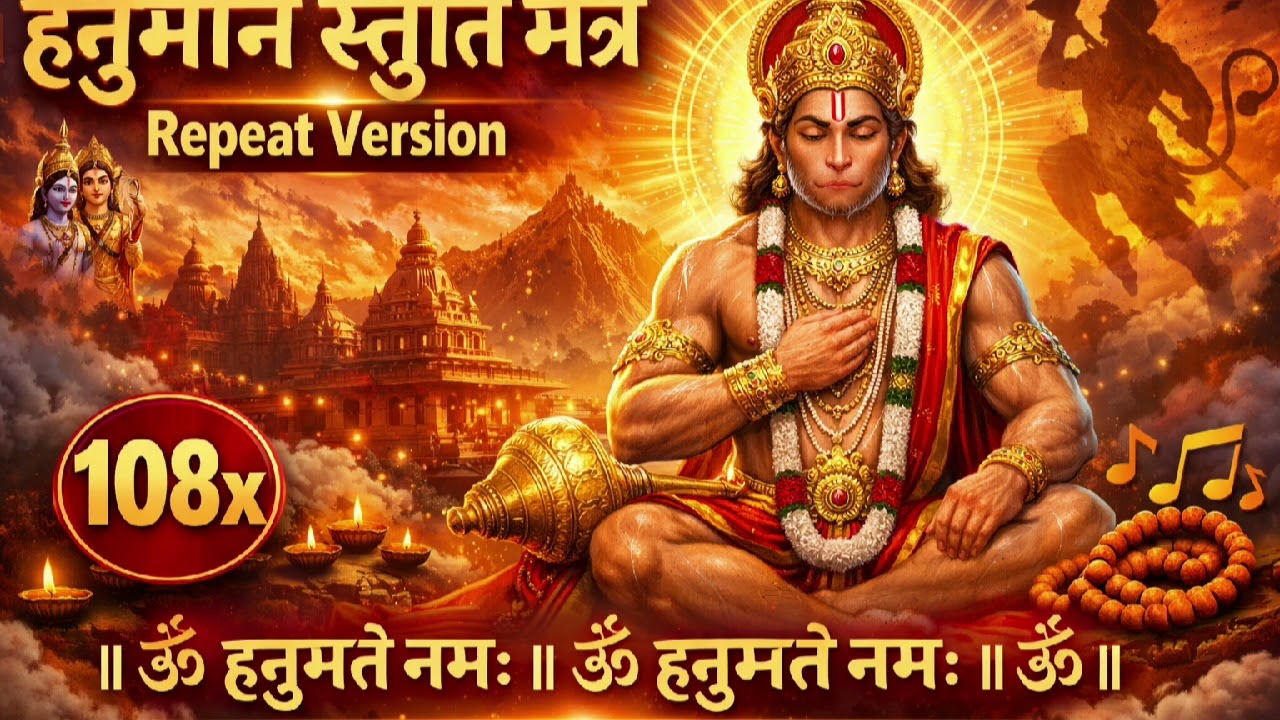 हनुमान स्तुति मंत्र 108 बार | Hanuman Mantra Repeat 108x | Powerful Bhajan