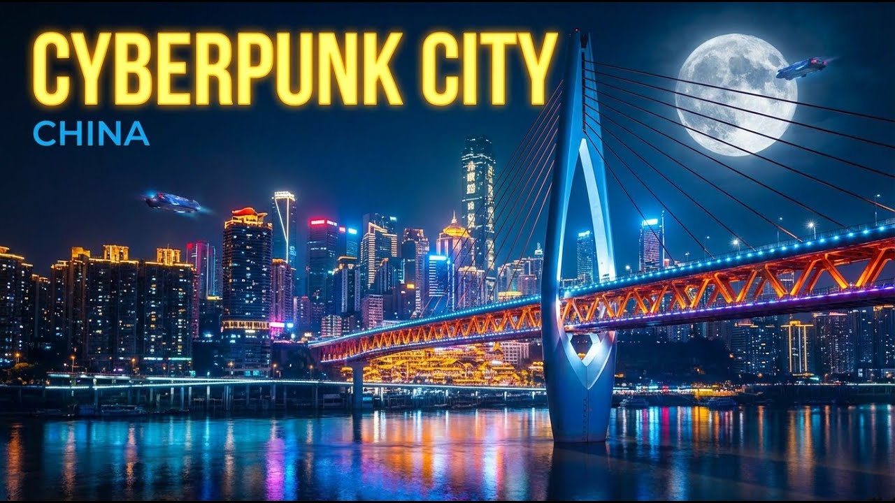 Qiansimen Bridge Chongqing Night View 🌉 | Cyberpunk City of China in 4K