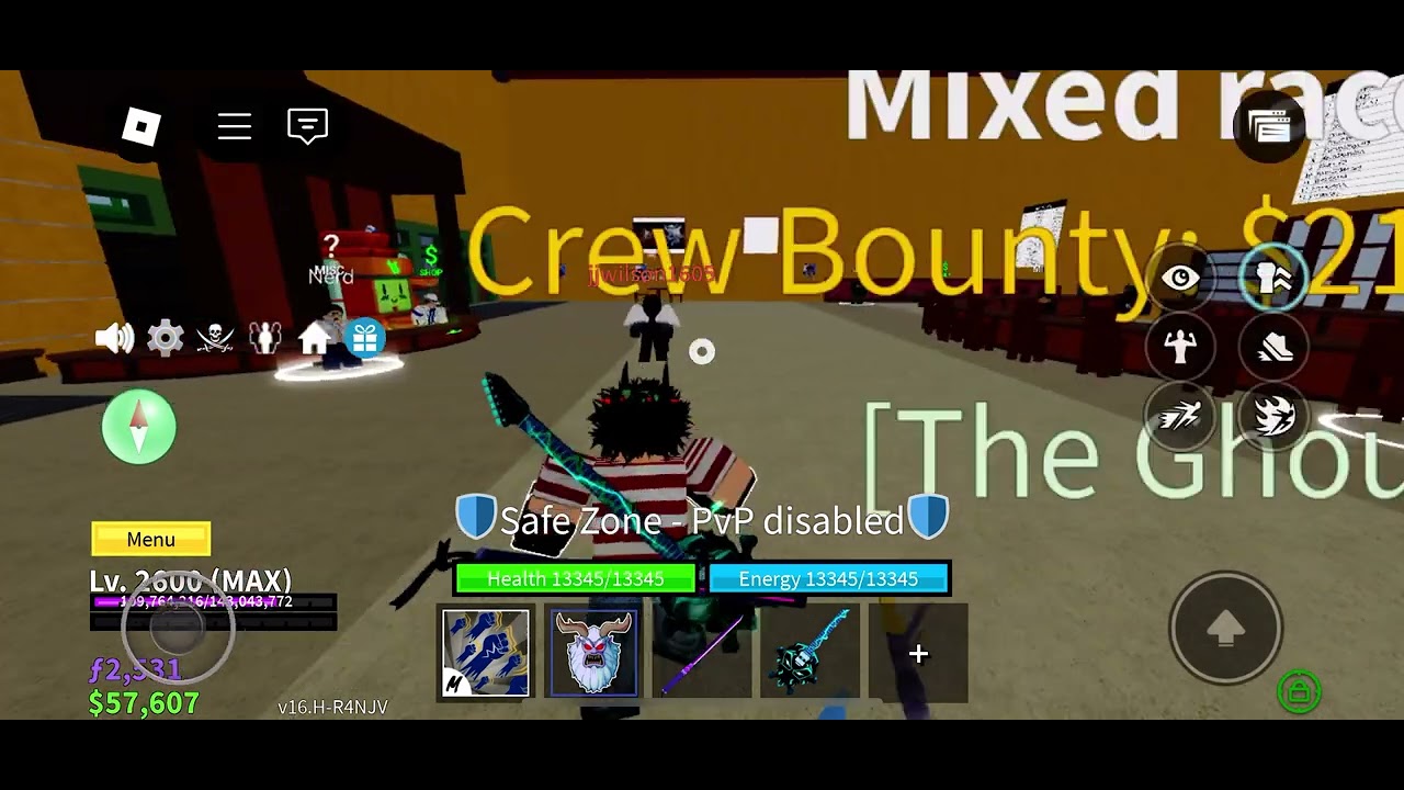 Bounty hunting in Roblox blox fruits with yeti + ghoul v4