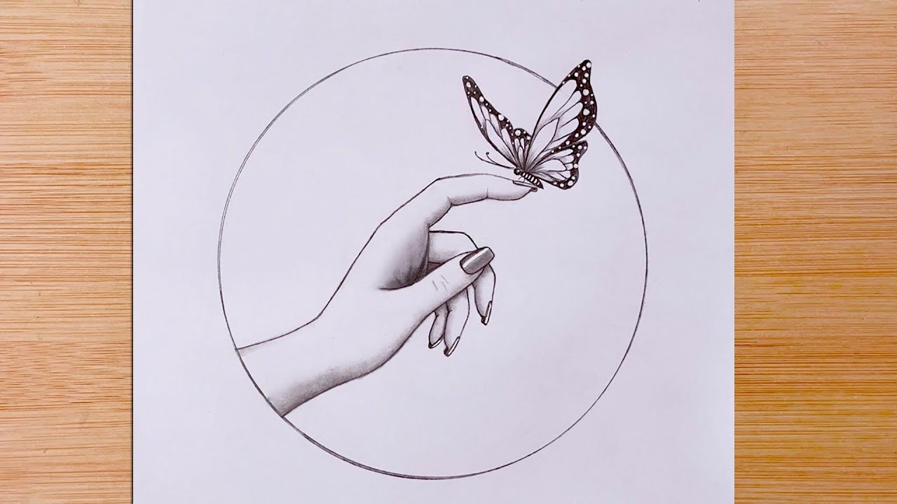 Easy Drawing Tutorial || How to draw A butterfly sitting on a finger  || Pencil Sketch for beginners