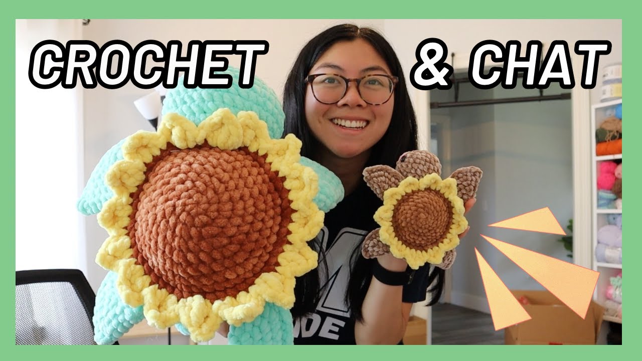crochet & chat 🌱 cozy crochet vlog w/ unboxing, chitchat, and sunflower turtles galore ✨
