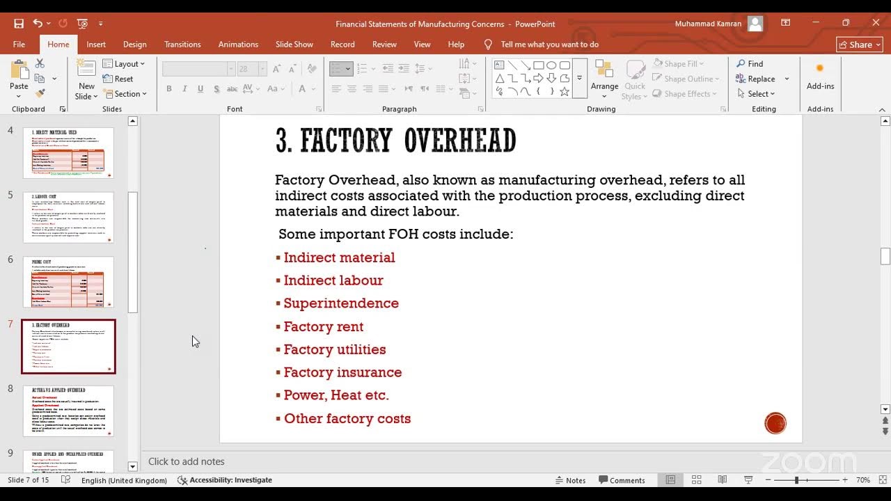 Cost And Management Accounting - Batch # 1 - Lecture # 9