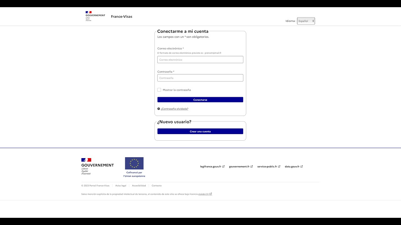 Crear una cuenta en France - Visas #visavacacionesytrabajo #vivirenfrancia