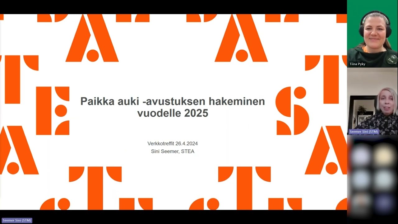 Paikka auki -avustuksen hakeminen vuodelle 2025 - Verkkotreffit 26.4.2024
