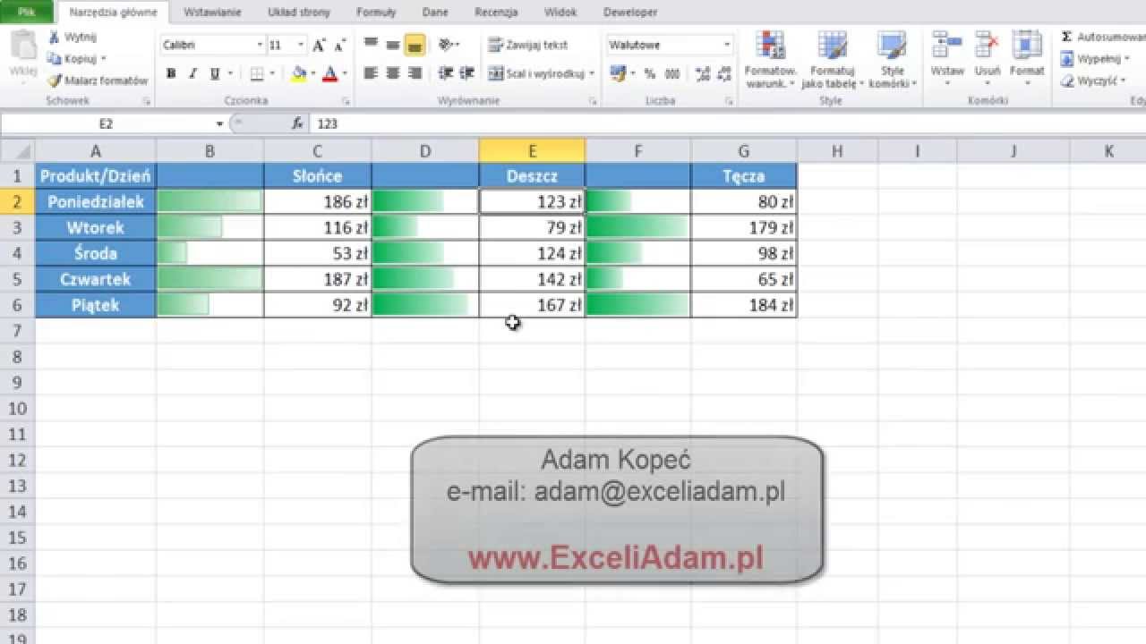 Excel - Formatowanie warunkowe - paski danych obok wartość - porada #128