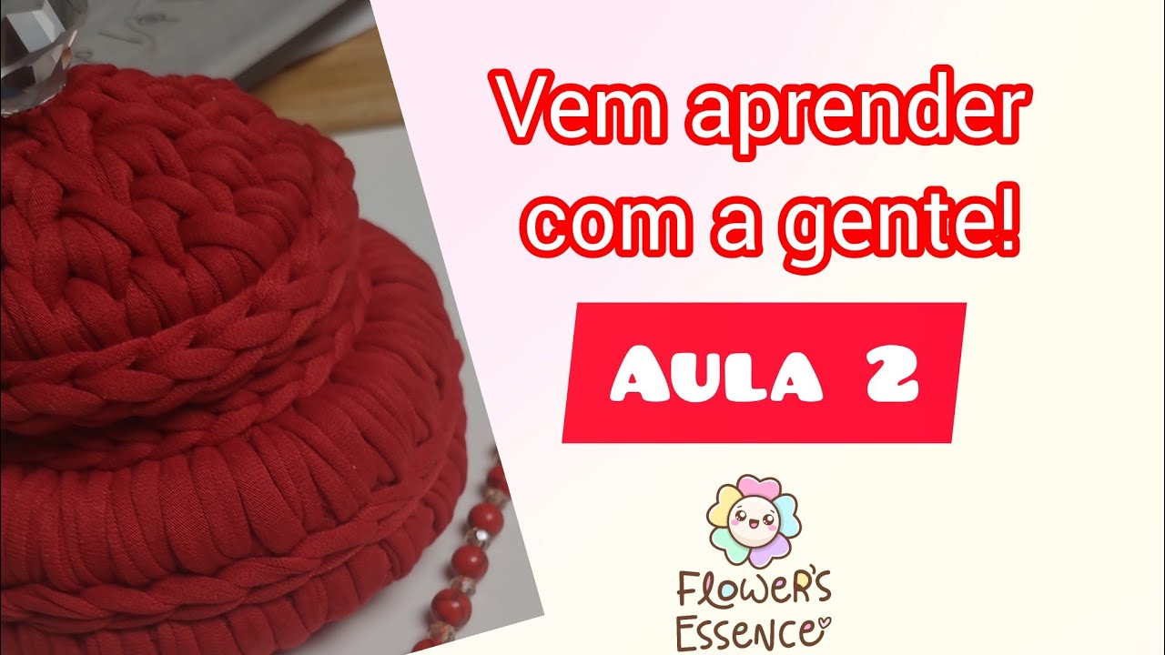 Vem aprender esse lindo porta cachepô de crochê com fio de malha iniciante aula 2