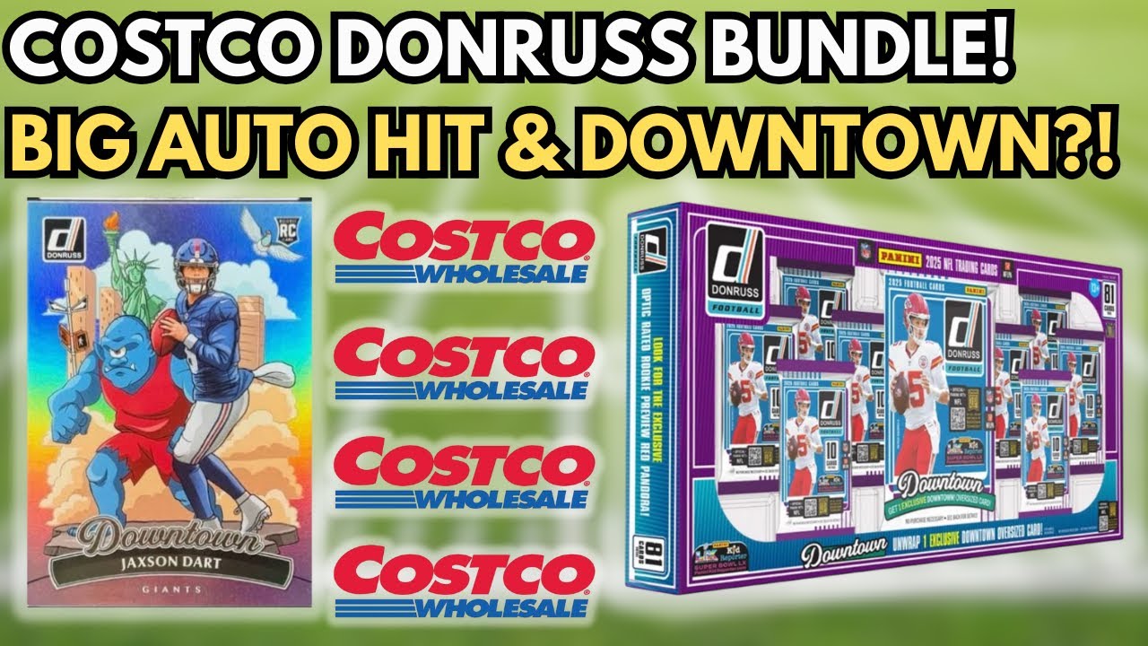 COSTCO FOOTBALL CARDS! BIG AUTO HIT & OVERSIZED DOWNTOWNS! 2025 Donruss NFL Trading Card Bundle!