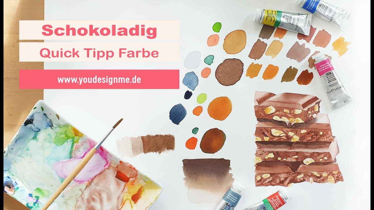 Schokolade mit Aquarellfarben malen - so mischst du dein Schokobraun