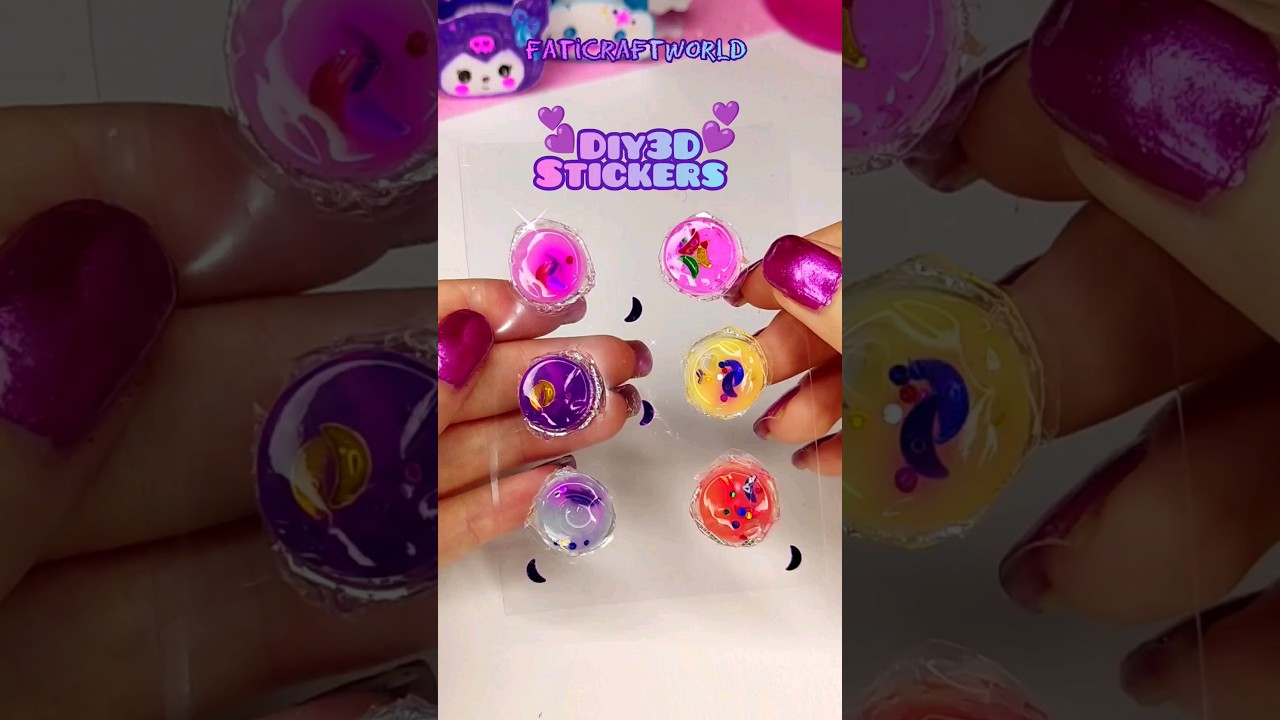 DIY 3D stickers ✨ - how to make stickers at home - fati craft world