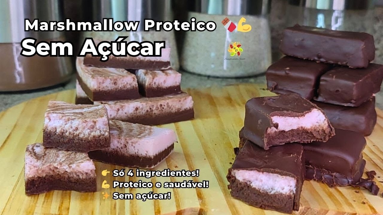 Marshmallow Proteico 🍫💪 Sem Açúcar | Receita Saudável com Shake e Gelatina Incolor