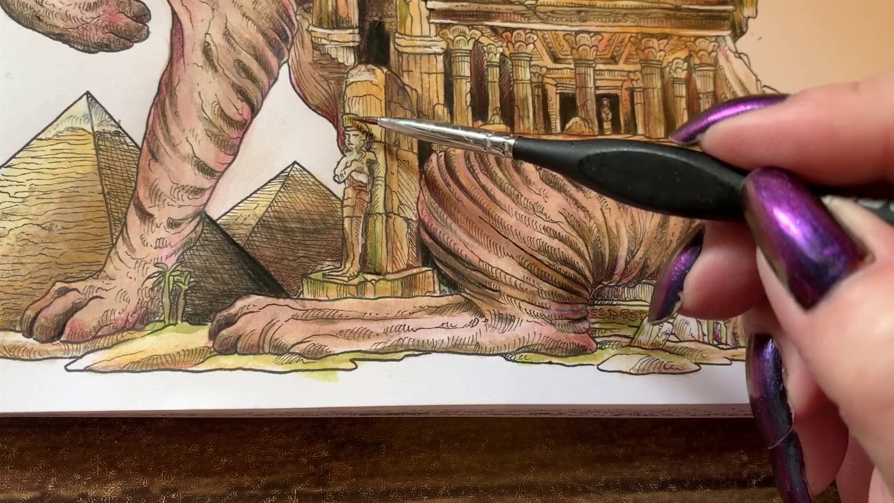 Adult Coloring - Worlds within Worlds Sphynx Cat part 3