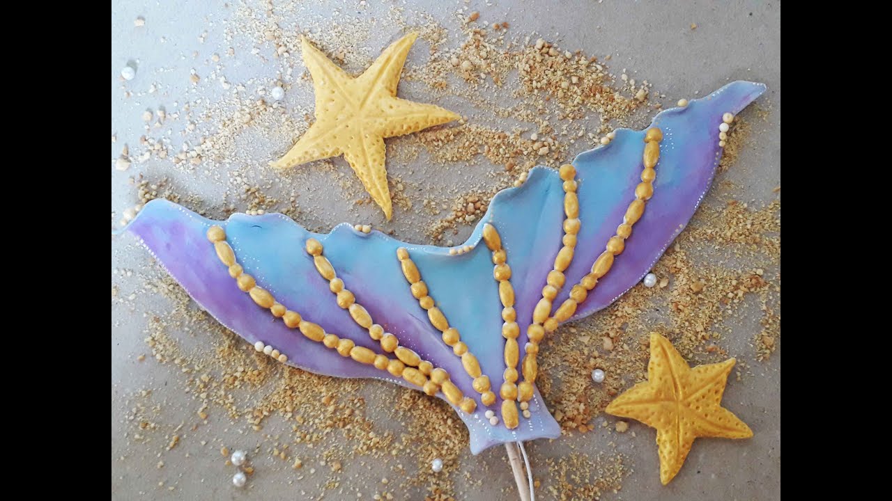 How to make a fondant mermaid tail Cake Decorating Tutorial - Sirenin rep od fondana free template