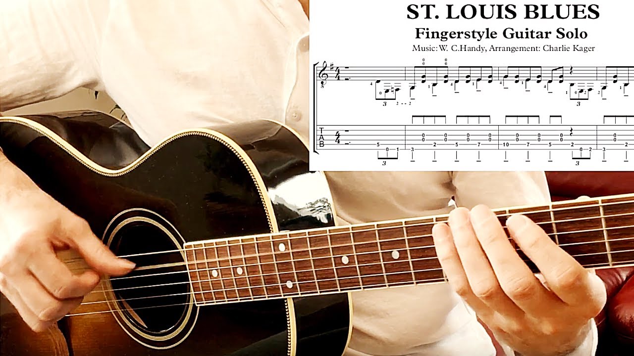 St. Louis Blues guitar TAB Tutorial Fingerstyle SLOMO tabs pdf