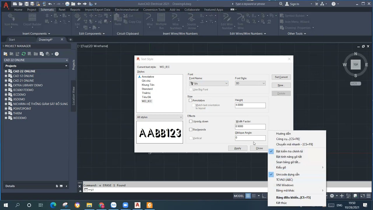 Cách tạo chuẩn ký tự - Text Style trong AutoCad Electrical