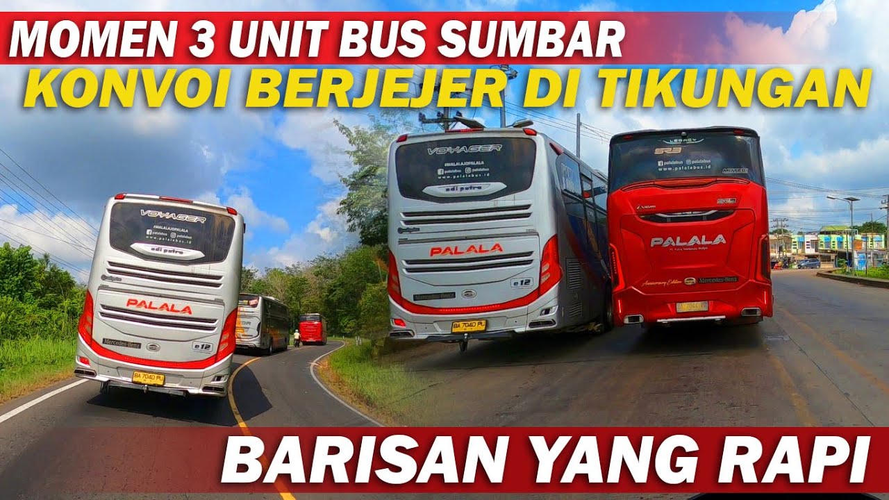Jarang - Jarang Ketemu Momen Langka Bertemu Bus Konvoi 3 Unit Arah Sumbar