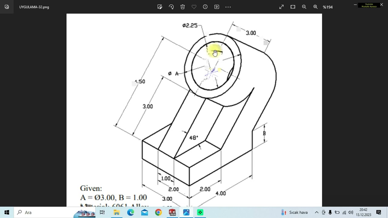 CSWA Hazırlık – SolidWorks Part Uygulaması 32 | Gerçek Sınav Sorusu Çözümü