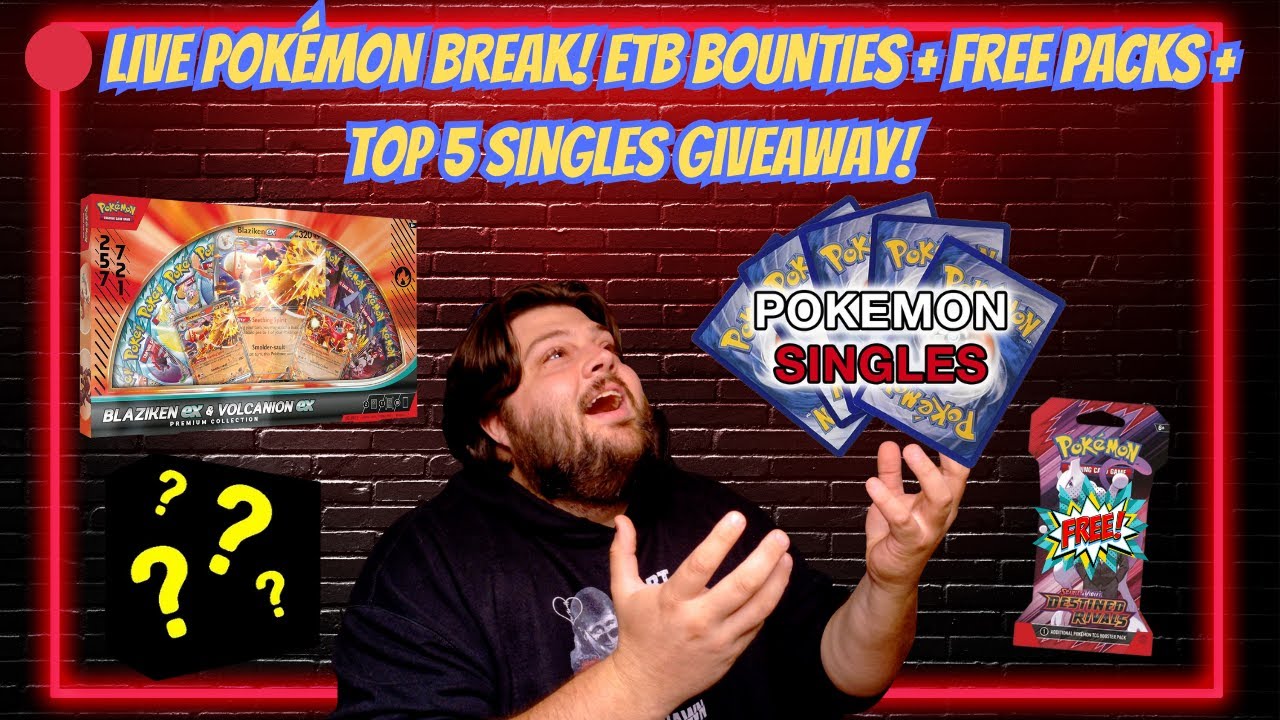 🔴 LIVE Pokémon Break! FREE Packs + ETB Bounties + Top 5 Singles Giveaway! #ripandship #giveaway