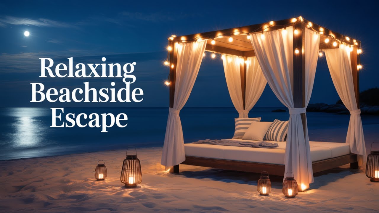 [10M] Sleep Music With Ocean and Jungle Sounds &ndash; Relaxing Blue Screen Scene &ndash; Ocean and Full Moon