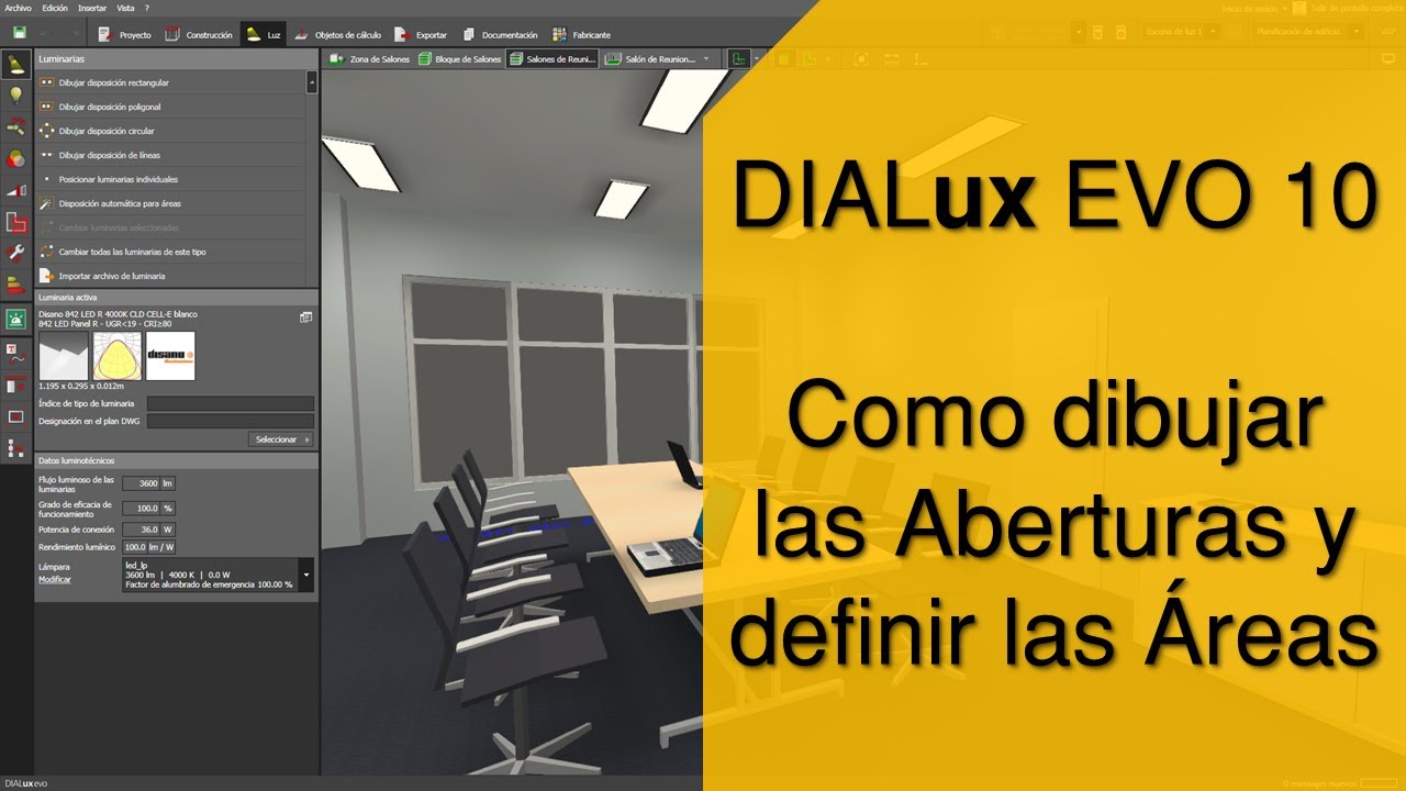 Como dibujar las Aberturas y definir los Requisitos de Iluminación en DIALuxEVO