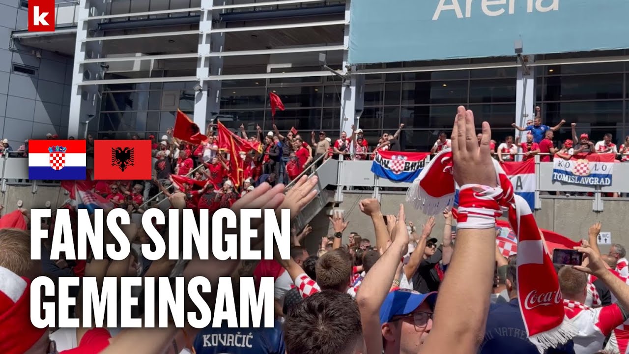 Friedliches Miteinander bei der EM: Fan-Lager singen gemeinsam | Kroatien - Albanien