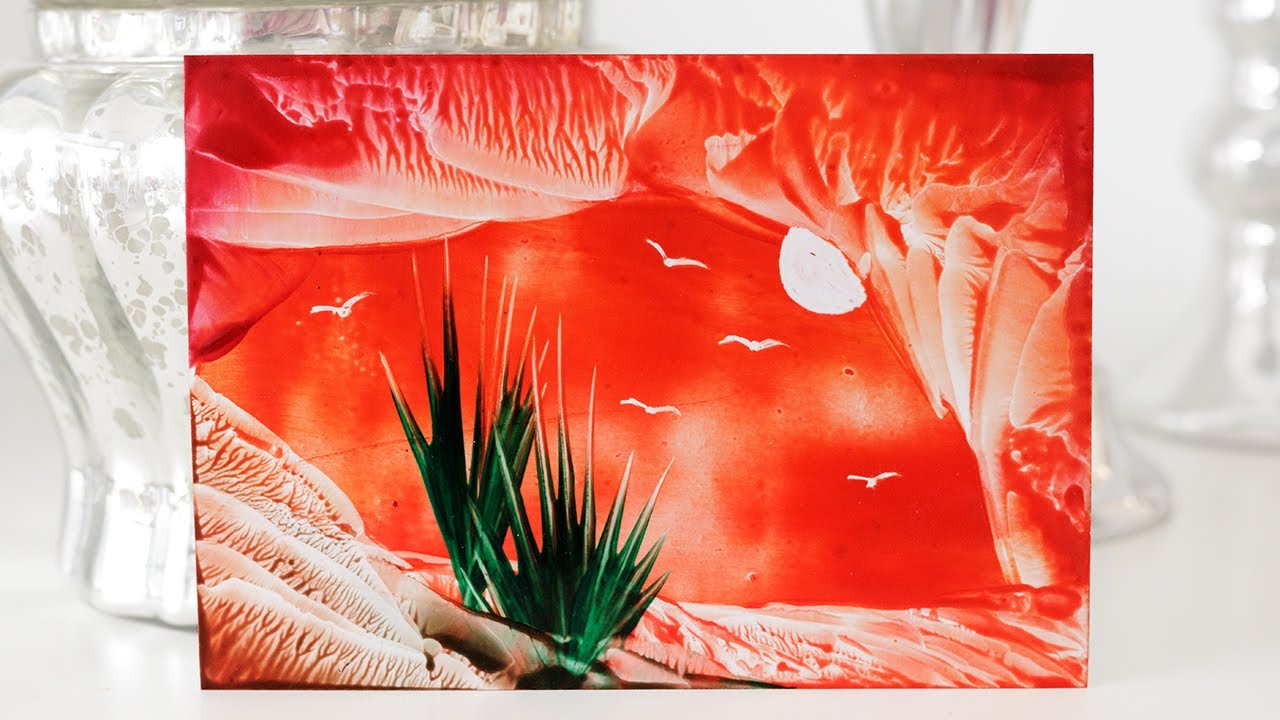 Encaustic - Rote Landschaft mit Gras - super für Anfänger