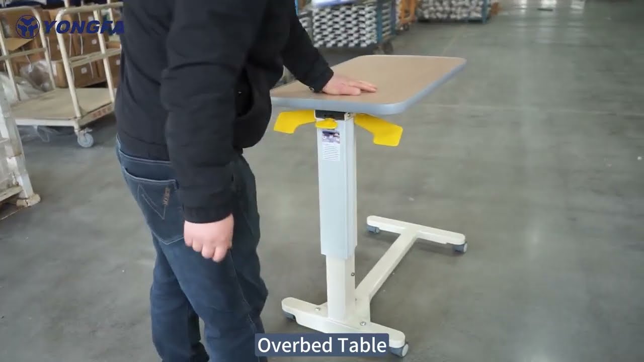 Adjustable Overbed Table & Home Care Mobile Height Adjustable Bedside Table for Patient Nursing