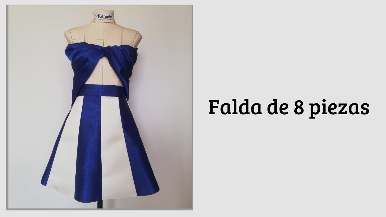 Como hacer la falda de 8 pizas | Falda super fácil | Patronaje