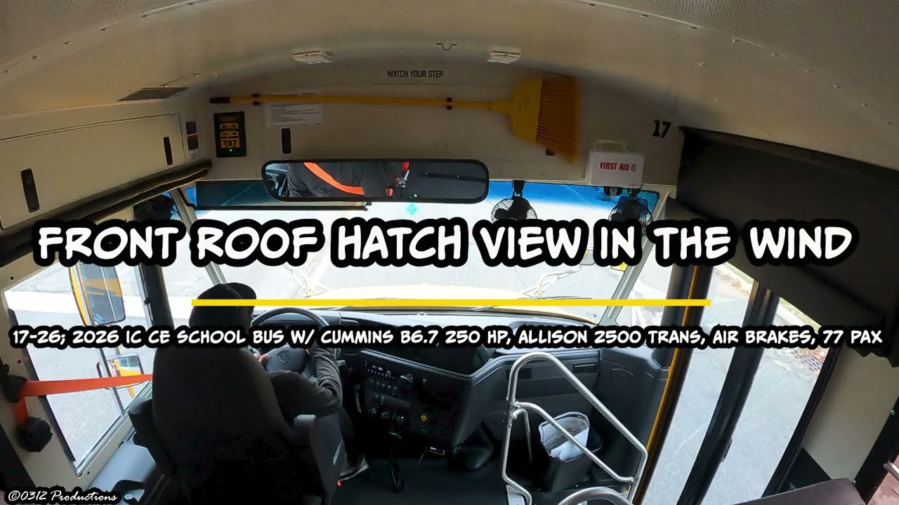 Front Roof Hatch View in A 2026 IC CE School Bus W/ Cummins B6.7