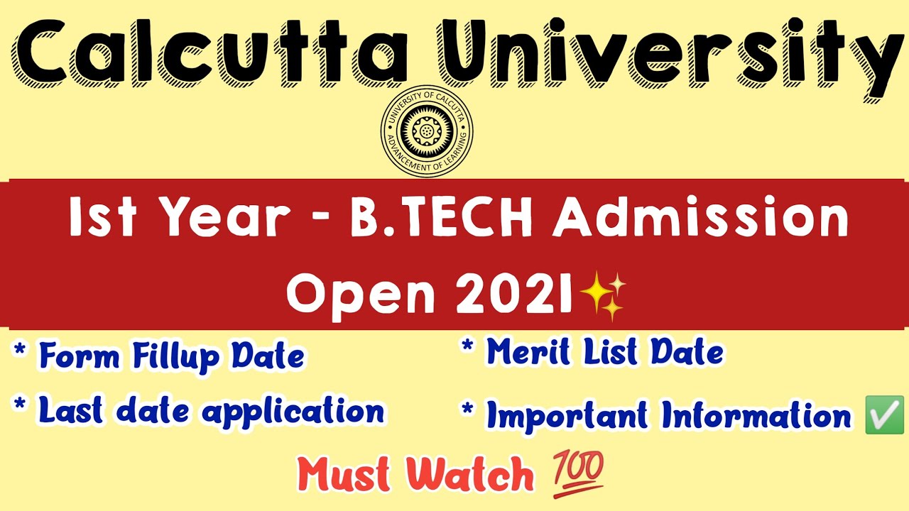 Calcutta University B.Tech Admission 2021 | Official Notification - WBJEE 2021 | Must Watch 👍