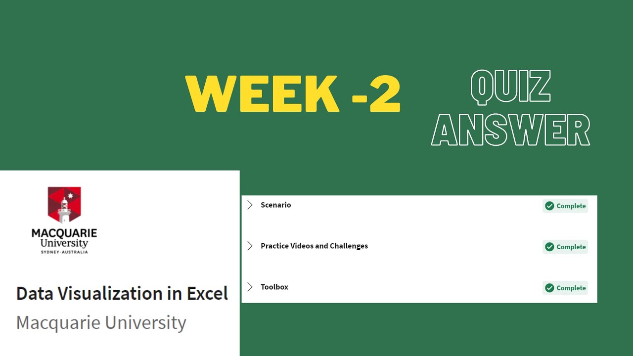 Data Visualization in Excel Macquarie University| Week 2| Quiz answer | Coursera