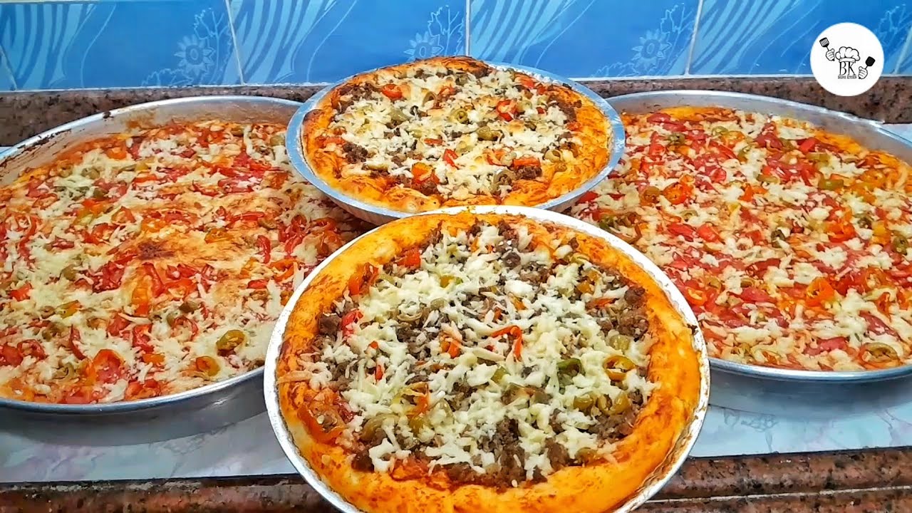 طريقه تحضير بيتزا باللحمه المفرومه وبالخضار 😋🍕 | Bospose kitchen