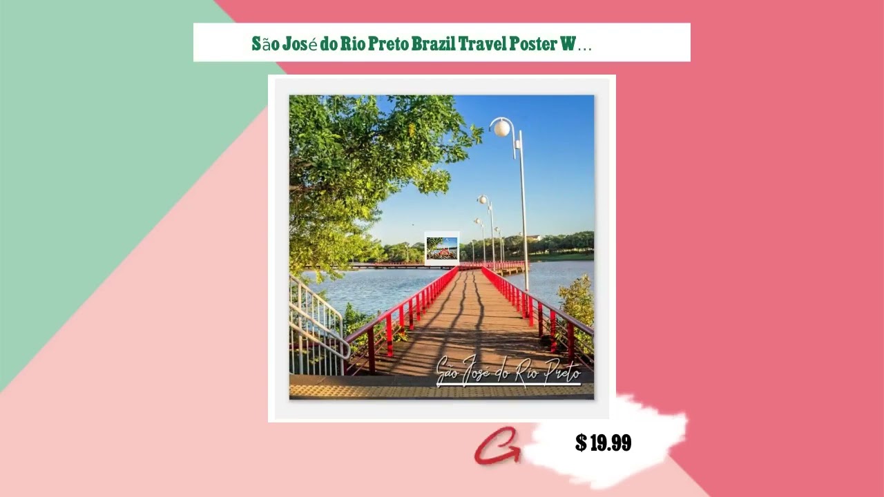 S&atilde;o Jos&eacute; do Rio Preto Brazil Travel Poster Wall Art | S&atilde;o Jos&eacute; do Rio Preto Home Decor | Wooden W...