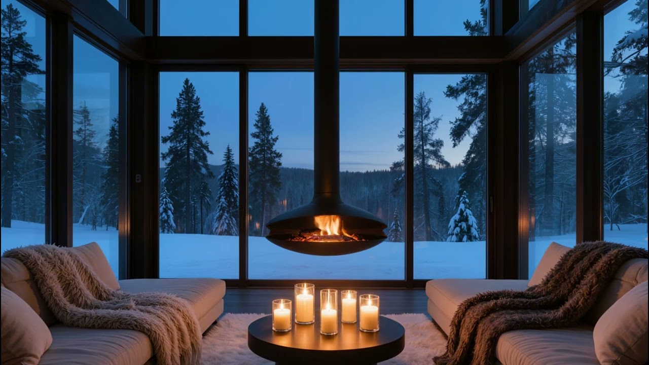 ليلة دافئة وسط العاصفة 🌨️ Cozy Fireplace in Snow 🕯️ تخلص من التوتر فوراً