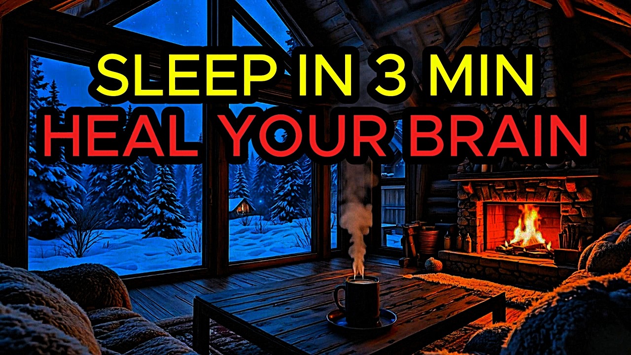 Cozy Winter Cabin Ambience ❄️ Heavy Snowstorm & Crackling Fireplace for Instant Sleep