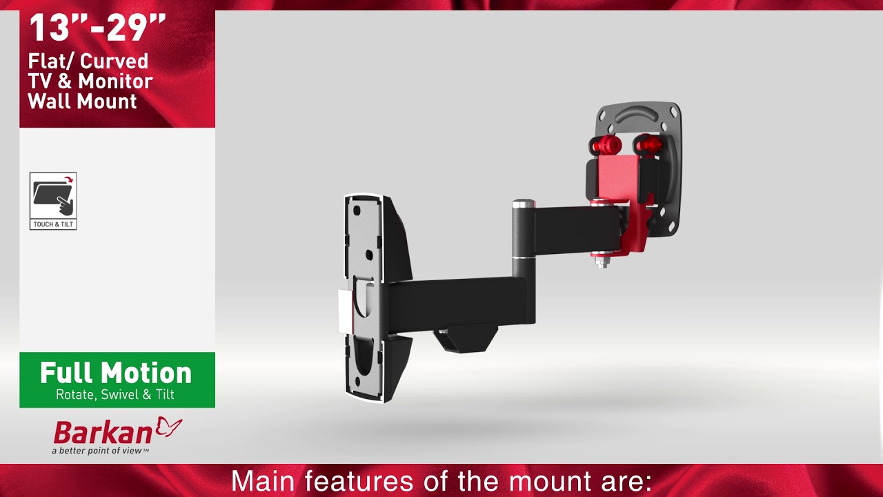 Barkan Full Motion TV & Monitor Wall Mount for Flat / Curved TVs & Monitors 13