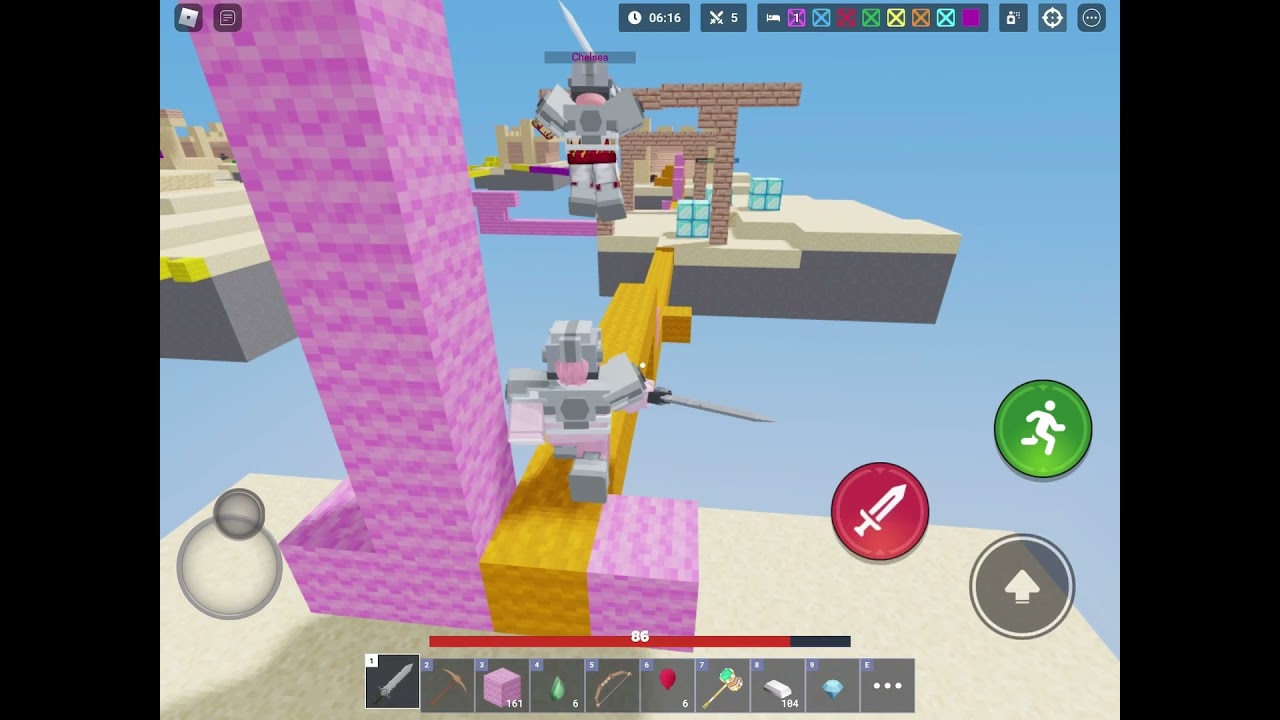 Sweaty mobile gameplay in roblox bedwars