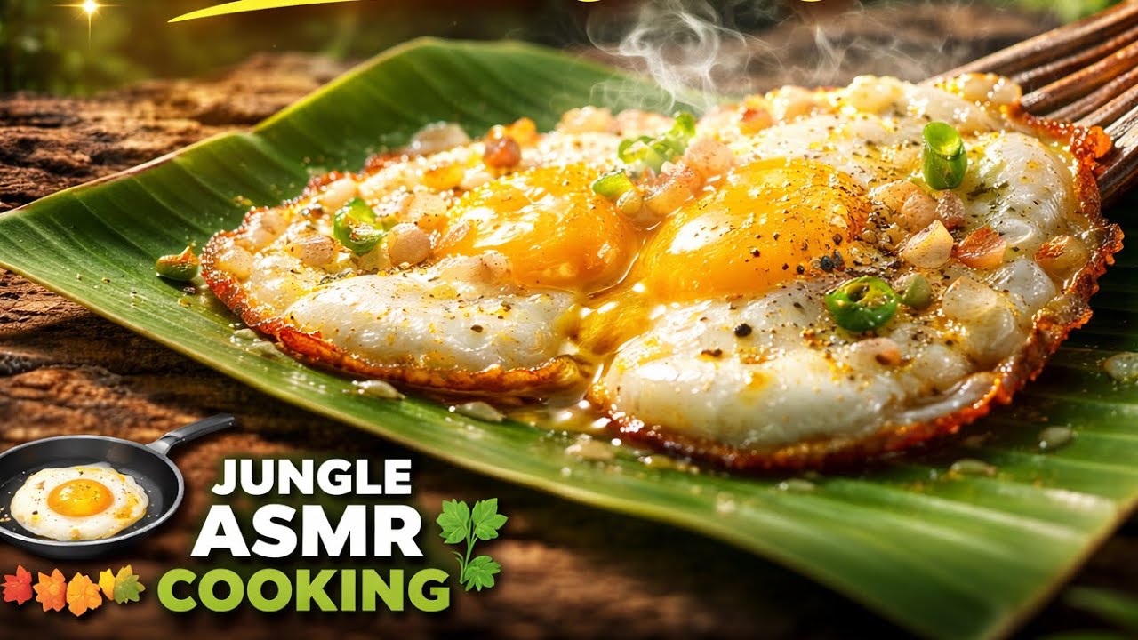 AI Jungle ASMR Cooking 🍳🌿 | Most Satisfying Egg Fry in Nature