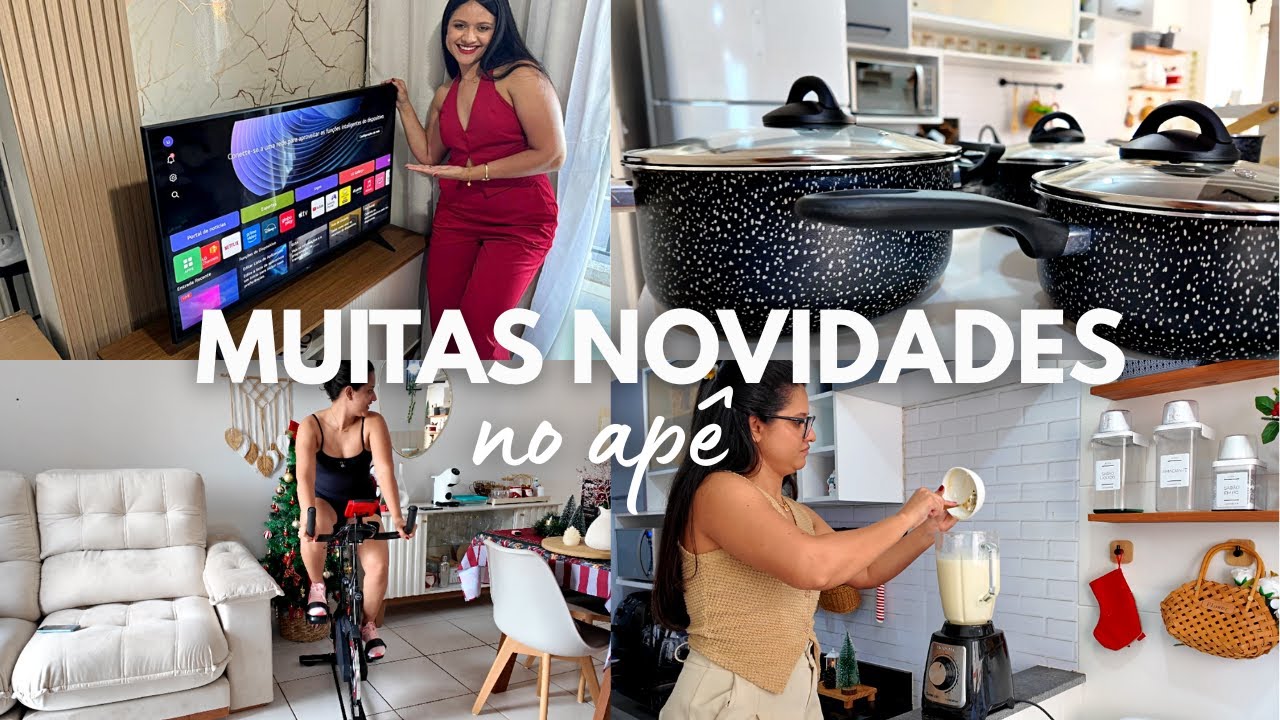 SUPER VLOG - chegou a TV, jogo novo de panelas, compramos uma bike ergométrica e torta de limão!