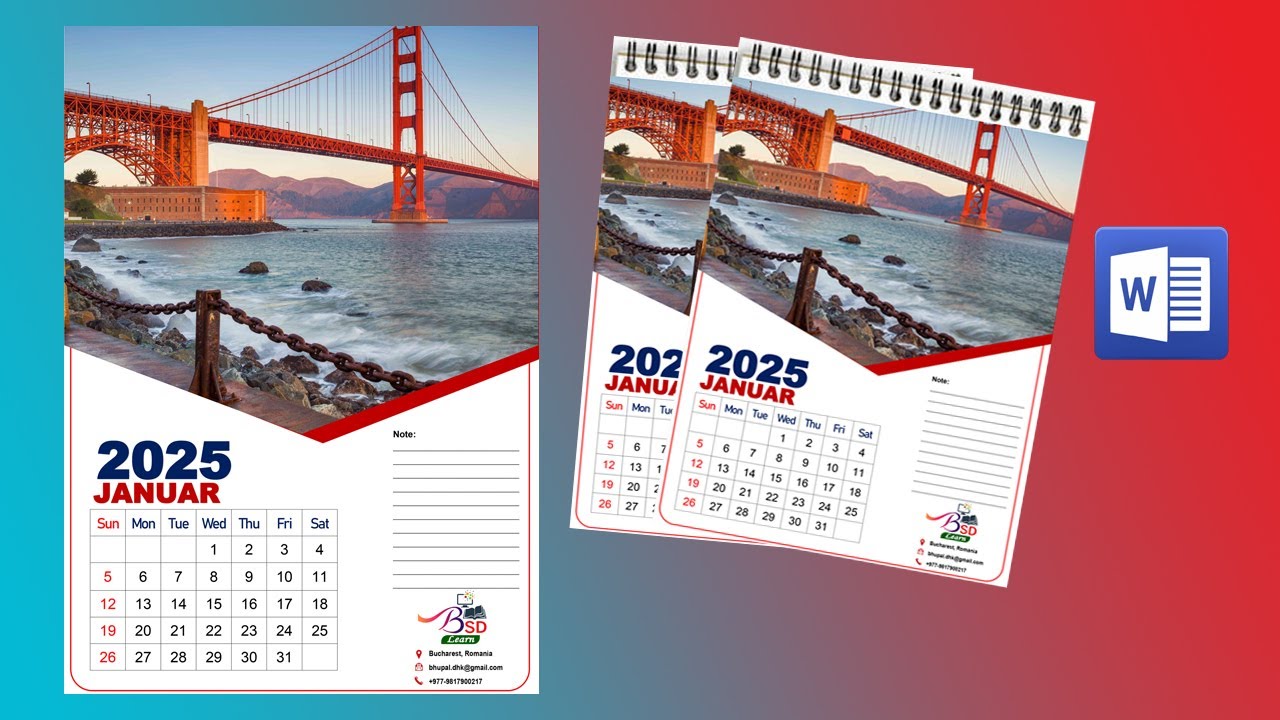 Create a Calendar Design in Microsoft Word || 2025 Calendar Design