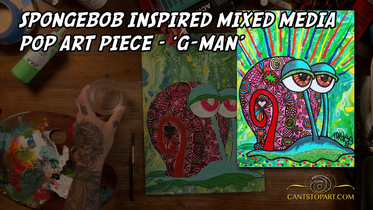 Spongebob Inspired Mixed Media Pop Art Piece &ndash; 'G-man' | Cant Stop Art