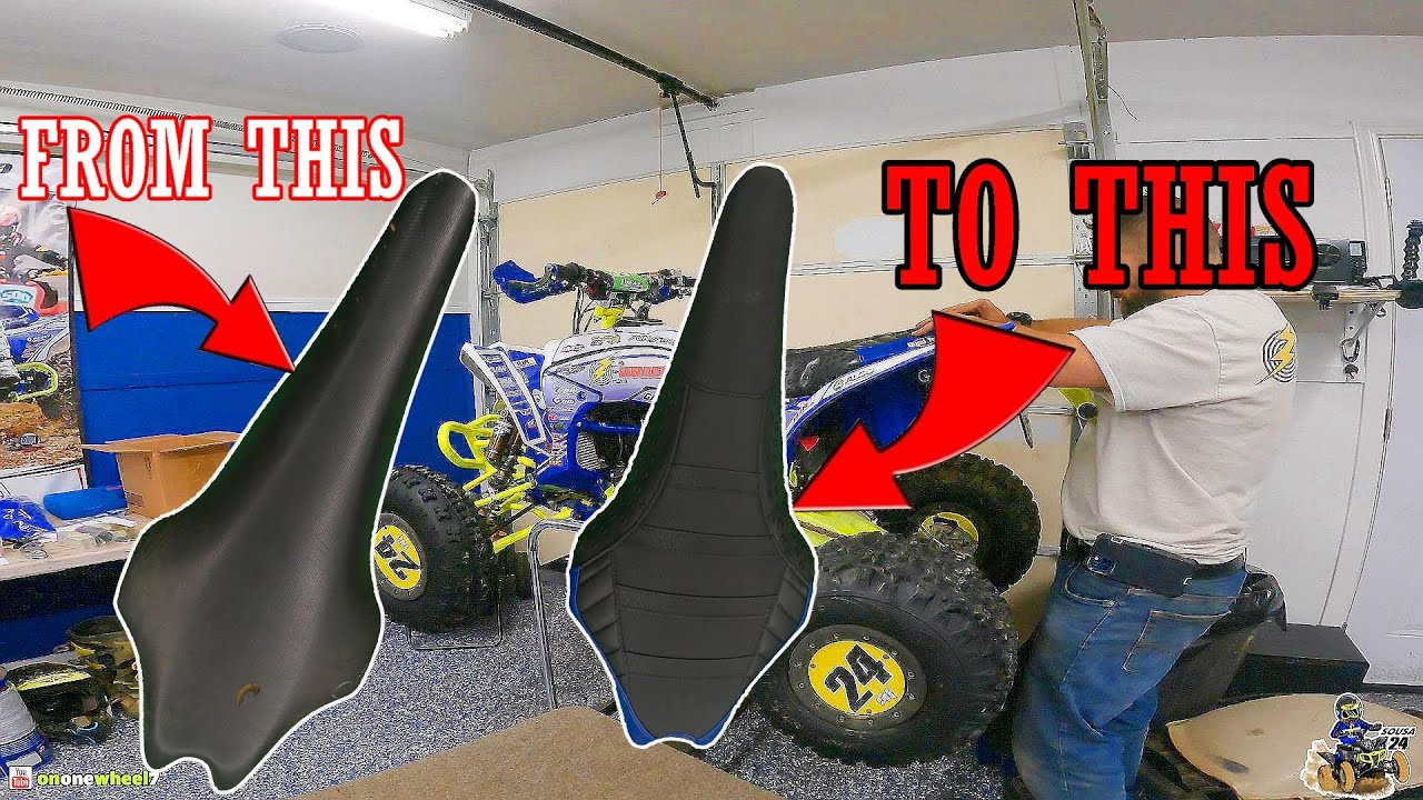 YAMAHA YFZ450R  - NEW QUADTECH SEAT COVER  NEW FOAM  AND  38 MOTORSPORTS SEATPINS INSTALL VIDEO