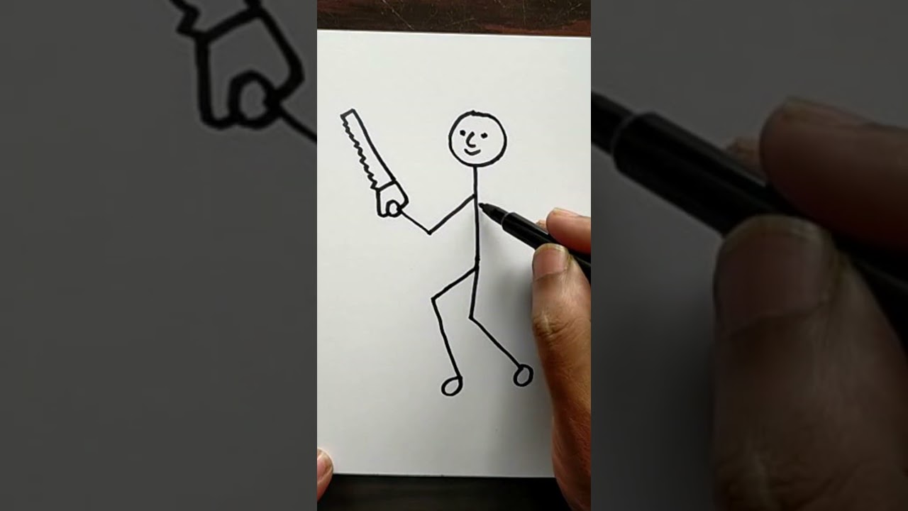 Draw A Stick Figure Carpenter #shorts #YTshorts #trending #viral | Easy Drawings | Magic Drawings