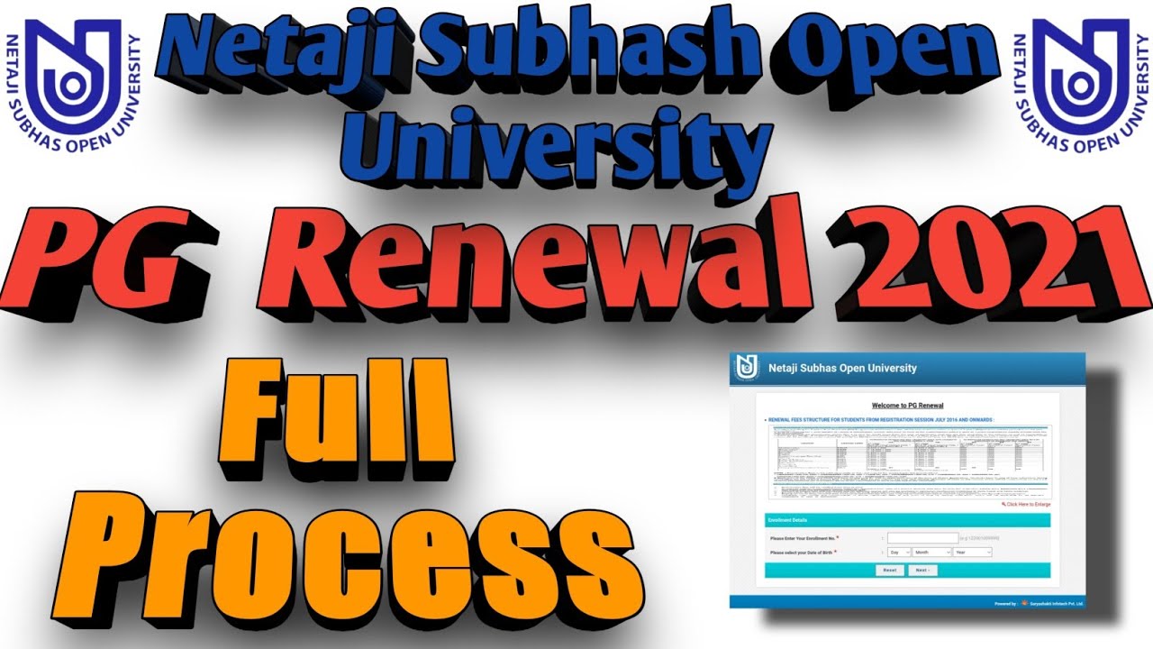 NSOU PG Renewal 2021-22 Full Process Step By Step | NSOU PG Renewal 2021 | NSOU PG