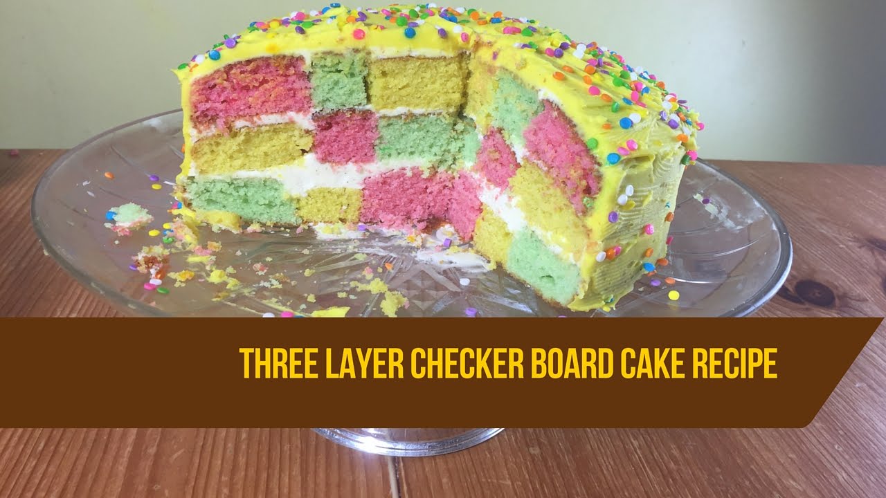 Checkerboard cake : 3 colour checkerboard cake