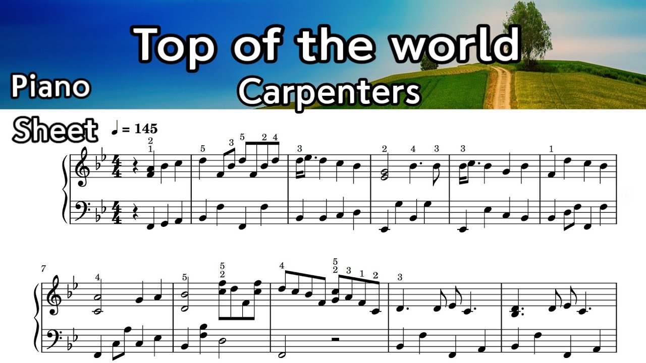 Top of the World  /  Piano Sheet  Music/ Carpenters /By  SangHeart Play SHP