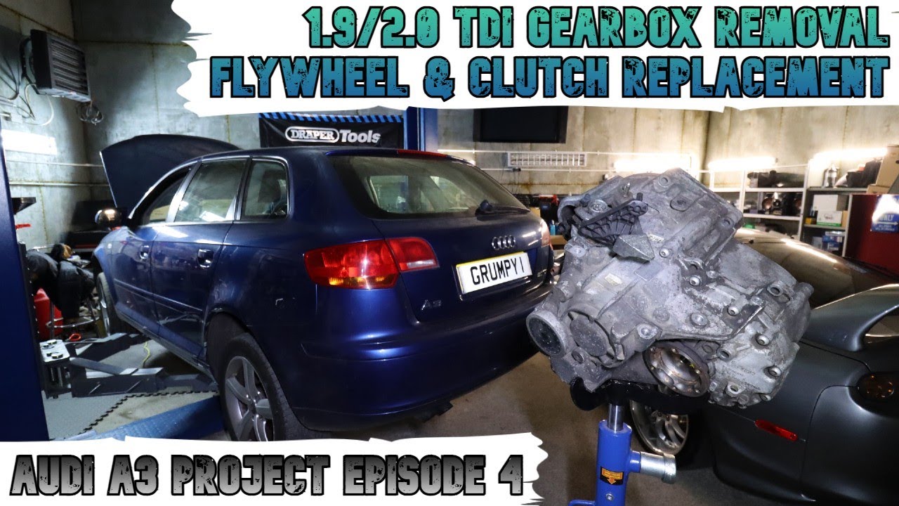Audi A3 2.0 TDI Gearbox removal. Flywheel and clutch kit replacement. Episode 4 Project car